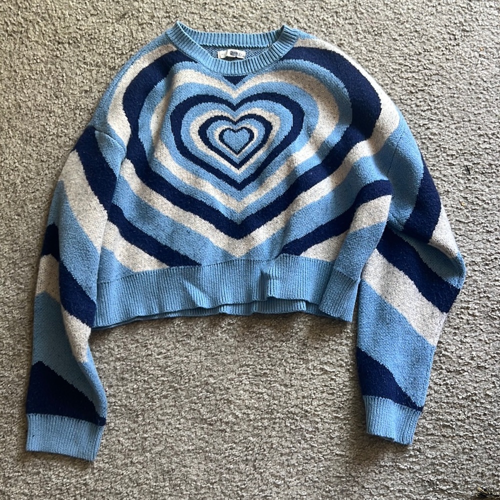 Blue Heart Illusion Sweater